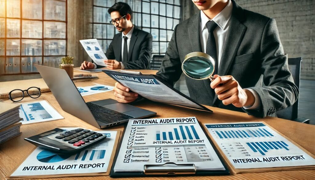 A detailed internal audit report for evaluating business performance and compliance.